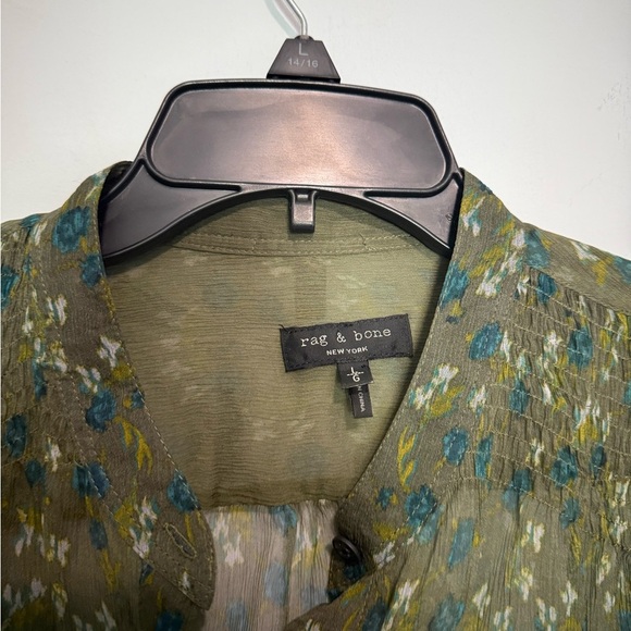 RAG & BONE Susan Long Sleeve Silk Chiffon Blouse Long Sleeve Size Large - Picture 3 of 7